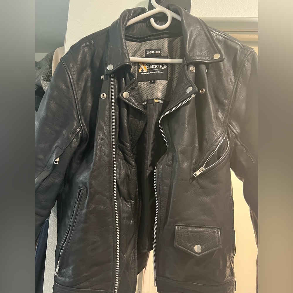 Men’s Xelement Brand Leather Moto Jacket